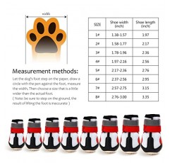 소형 중형 대형견용 강아지 신발 부츠, 반사 스트랩이 있는 부드러운 통기성 강아지 신발, 미끄럼 방지 강아지 부츠 겨울 하이킹을 위한 발 보호대(1607-메쉬-레드, 3-10파운드용 1(너비 1.37인치))