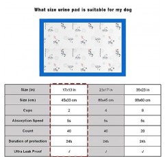 TCOELLSDTS, 대형 강아지 패드, 강아지용 소변 패드, 일회용 강아지 패드, 6겹 흡수 및 누수 방지, 파란색, 강아지 패턴(13x17, 40)
