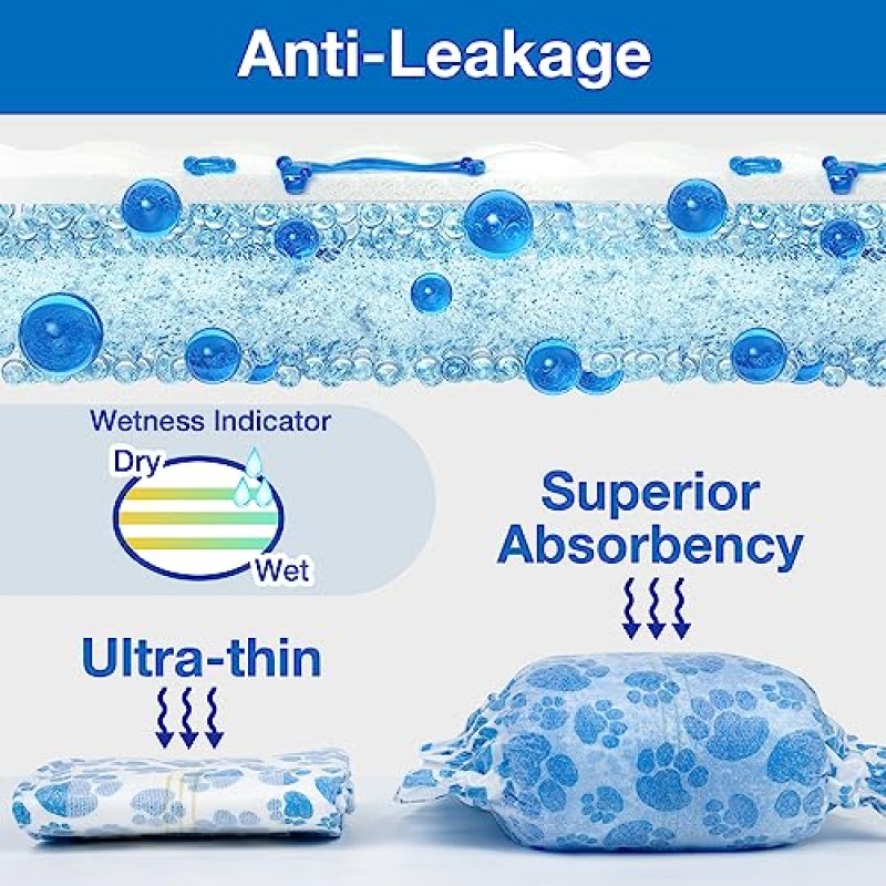 Dono 개 기저귀 남성용 일회용 수컷 개 랩 40ct 강아지 기저귀 습기 표시기 누출 방지 개 배꼽 랩, 급속 건조 젤 기술 흥분성 배뇨 요실금을 위한 강아지 기저귀, 중간