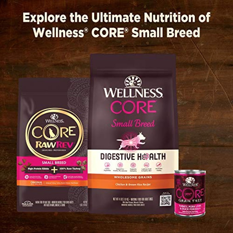 Wellness CORE 천연 곡물 무첨가 소형견 미니 식사 습식 개밥, 페이트 치킨 앙트레, 3온스 파우치(12개 팩)