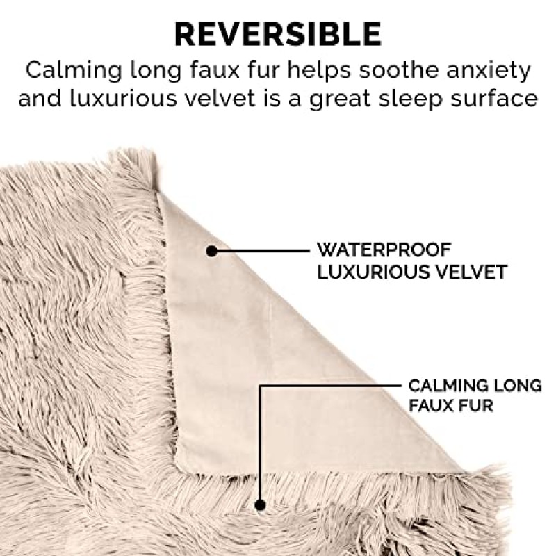 Furhaven 개 및 실내 고양이용 방수 던지기 담요, 세탁 가능 - 얽히고 설킨 플러시 진정 긴 인조 모피 및 벨벳 개 담요 - 회갈색, 특대형/XL(색상은 다를 수 있음)