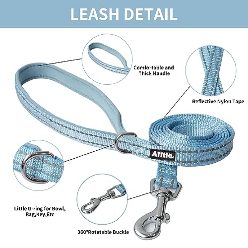 AIITLE 소프트 메쉬 개 하네스 및 산책용 줄 세트 - 스텝 인 조끼 하네스, 반사 밴드, 조절 가능 풀 없음 애완동물 용품, 소형견 및 집고양이용 블루 XS