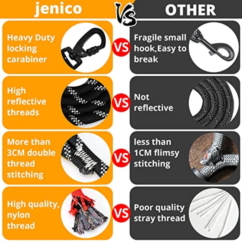 긴 개 가죽끈 15 FT: 회전식 잠금식 후크 반사 스레드가 있는 개 훈련용 고강도 로프 가죽끈 번지 및 패딩 핸들 - 도보 하이킹 외부의 대형 소형 중형견용 개 리드