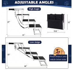 자동차용 개 램프, 접이식 애완 동물 계단은 대형견용 150lbs까지 지원, 자동차, SUV 및 트럭용 미끄럼 방지 표면이 있는 접이식 경량 알루미늄 개 계단, 4단계