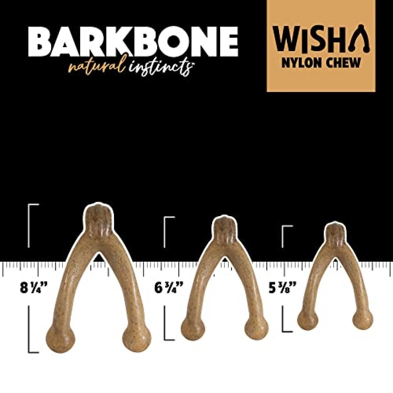 Pet Qwerks Wishbone BarkBone - 공격적인 씹는 사람을 위한 나일론 씹는 장난감 - 베이컨 맛 - 6.75