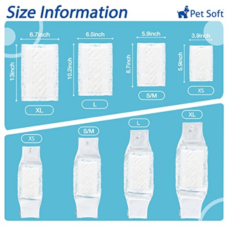 애완동물용 부드러운 개 기저귀 라이너 - 수컷 및 암컷 개용 일회용 개 기저귀 부스터 패드는 대부분의 개 랩 및 배꼽 밴드에 적합합니다. 등급이 높음(파란색, XL-40ct)