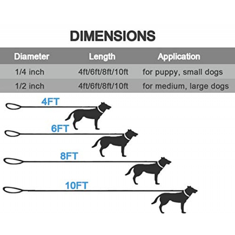 MayPaw 4FT/6FT/8FT/10FT 레드 개 가죽끈, 클래식 단색, 가죽 재단사 연결 헤비듀티 실버 걸쇠로 강화된 내구성이 뛰어난 등산 밧줄 개 가죽끈, 10ft1/4