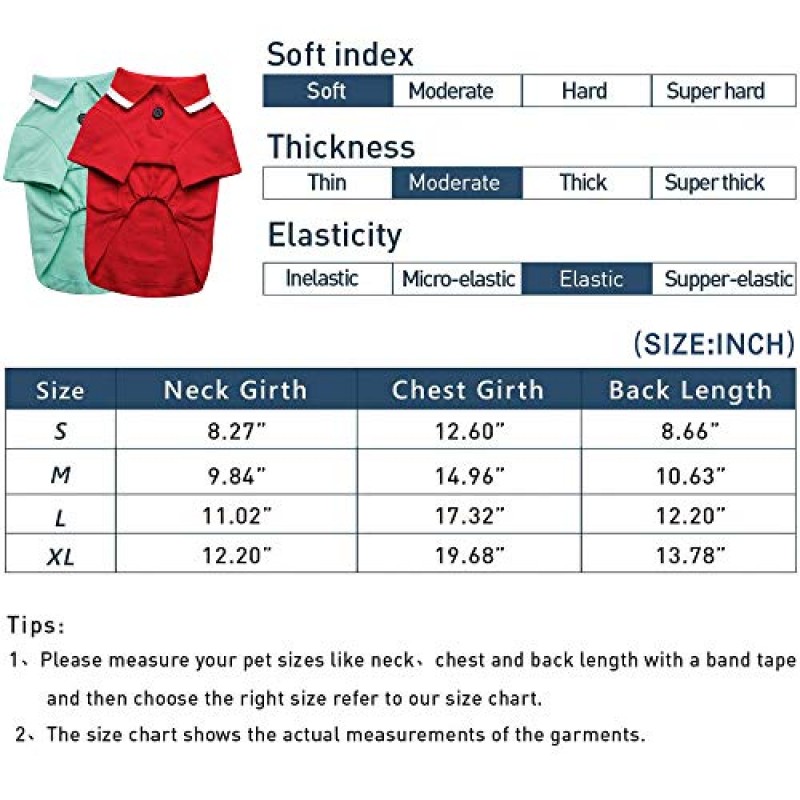 ISPET 강아지 셔츠 솔리드 애완견 강아지 폴로 티셔츠 부드러운 면 복장 의류 강아지 캐주얼 폴로 셔츠 소형 중형견을 위한 귀여운 강아지 셔츠 소형, 빨간색