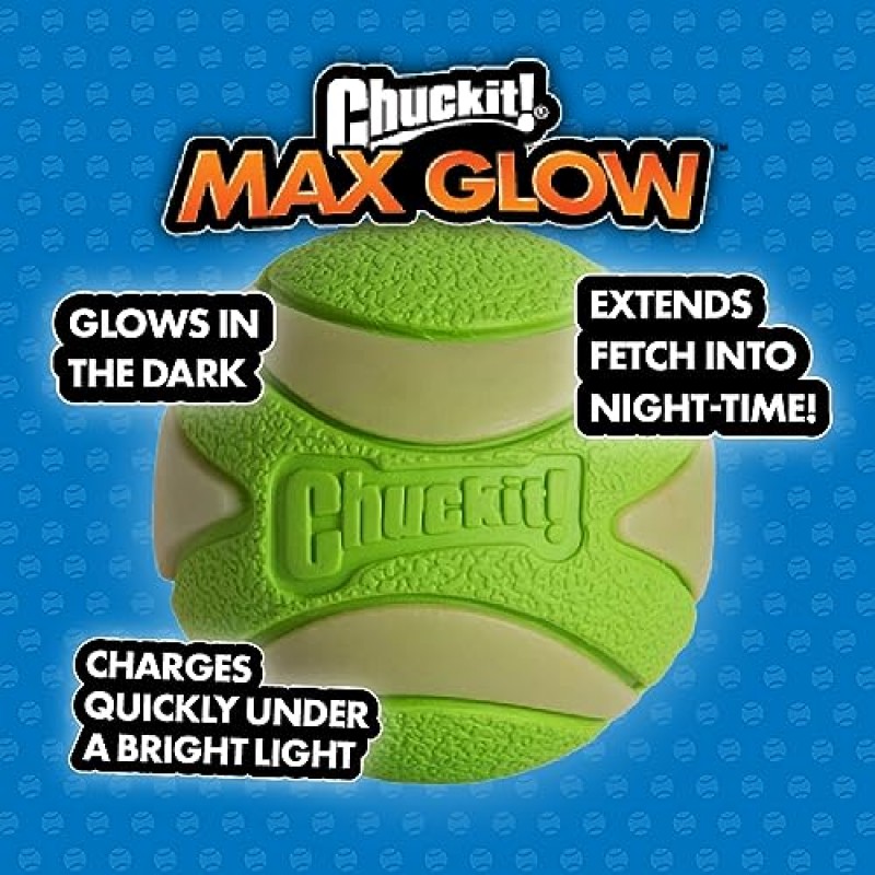 Chuckit Max Glow Paraflight 플라잉 디스크 개 장난감, 대형(9.75