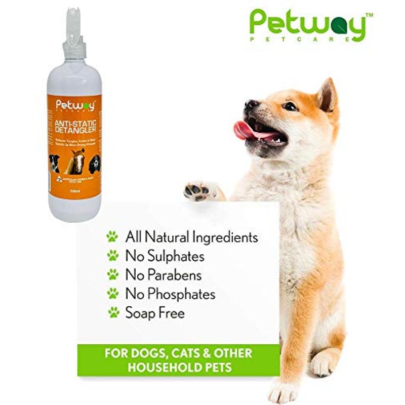 Petway Petcare 정전기 방지 디탱글러, 개, 고양이 및 말용 매트 제거 스프레이, 인산염, 파라벤 및 효소 없음, 엉킴 제거제, 일일 미용 보조제, 비누 및 인공 향 무첨가, 500ml