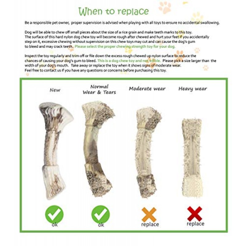 공격적인 씹는 사람을 위한 PETSLA 개 장난감 작은 개와 젖니가 나는 강아지를 위한 단단한 나일론 튼튼한 개 장난감으로 만든 작은 품종의 내구성 있는 개 씹기 장난감(뼈, 최대 22lb)