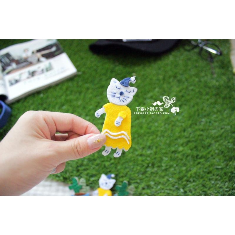 일본 하라주쿠 어린이다운 만화 Taka PDD 선인장 화분에 심은 몽유병 게으른 고양이 펠트 수제 브로치