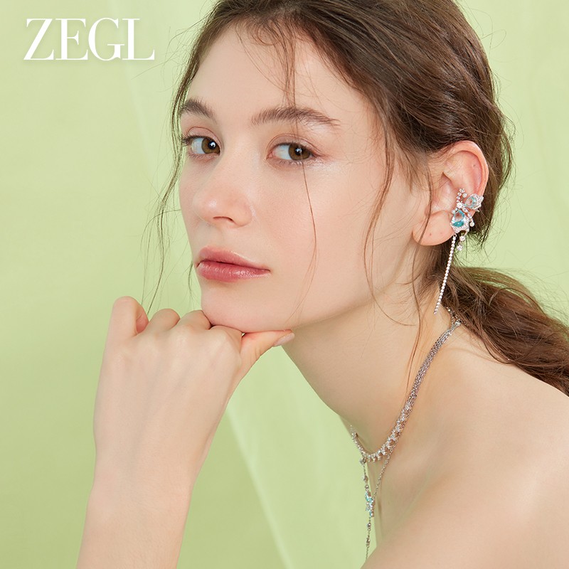ZEGL 디자이너 Mint Dream Butterfly 시리즈 나비 비대칭 귀 클립 피어싱 귀가 없는 여성용 뼈 클립 귀걸이 및 귀고리