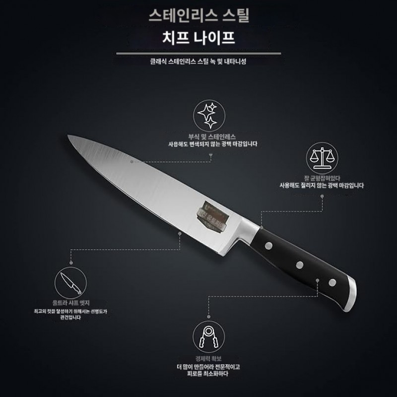 Utopia Kitchen 8인치 인체공학적 손잡이가 있는 요리사 주방 칼 