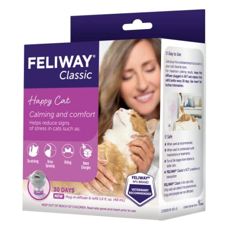 FELIWAY 클래식 고양이 진정 페로몬 디퓨저, 30일 스타터 키트(48mL)