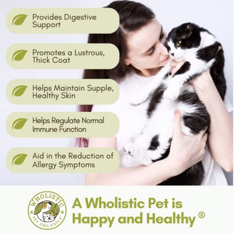 Wholeistic Pet Organics Feline Complete: 고양이 종합비타민 파우더 - 4온스 - 고양이를 위한 면역 지원 보충제 - 고양이 프로바이오틱스, 미네랄 및 비타민 - 고양이 피부 및 털을 위한 항산화제