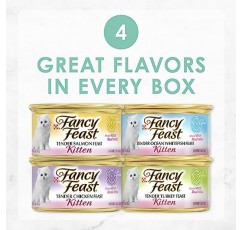 Purina Fancy Feast 그레인 프리 페이트 습식 새끼 고양이 사료 버라이어티 팩, 새끼 고양이 클래식 페이트 컬렉션, 4가지 맛 - (24) 3 oz. 상자