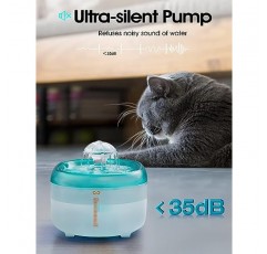 Olelica 고양이 분수, 71fl oz/2.1L 초저소음 개 물 디스펜서, 고양이 내부용 자동 애완동물 물 분수, 고양이 개 여러 애완동물용 교체 필터 1개 포함 고양이 물 디스펜서