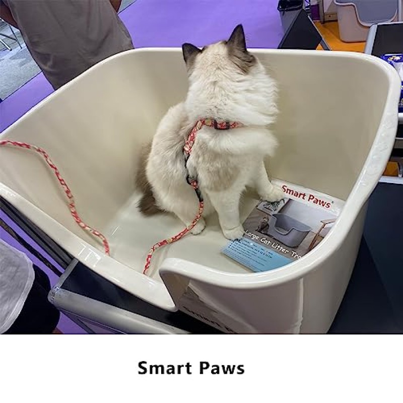 측면이 높은 Smart Paws 고양이 배변 상자, 초대형 배변 상자(회색)