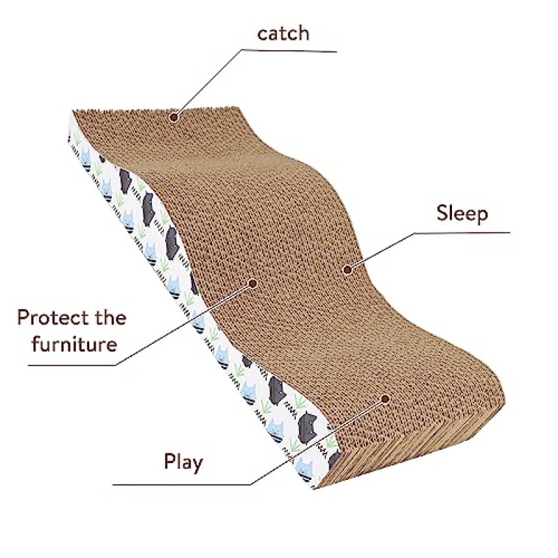 Ahomdoo ????attoo ????انتي ????تانية ????اتٙ고양이 스크래치 보드 고양이 골판지 스크래치 둥지 실내 고양이를 위한 잠자는 고양이 스크래처 골판지(4팩)