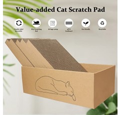 Kidding Pets 실내 고양이용 상자가 있는 고양이 스크래치 패드 1개에 5팩, 더 큰 크기의 내구성이 뛰어난 재활용 및 뒤집을 수 있는 골판지 휴식과 놀이를 위한 고양이 긁는 패드