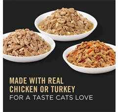 Purina Pro Plan 그레이비, 고단백 습식 고양이 사료 버라이어티 팩, 필수 닭고기 및 칠면조 인기 식품 - (12팩 2팩) 3 oz. 캔