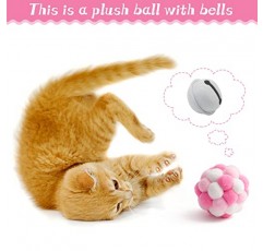 MALLMALL6 10Pcs 고양이 장난감 세트 깃털 티저 지팡이 고양이 스프링 마우스 Crinkle 공 및 애완 동물 벨 공, 실내 고양이를위한 퍼즐 장난감 선물 (핑크)을 포함한 대화 형 고양이 장난감 팩