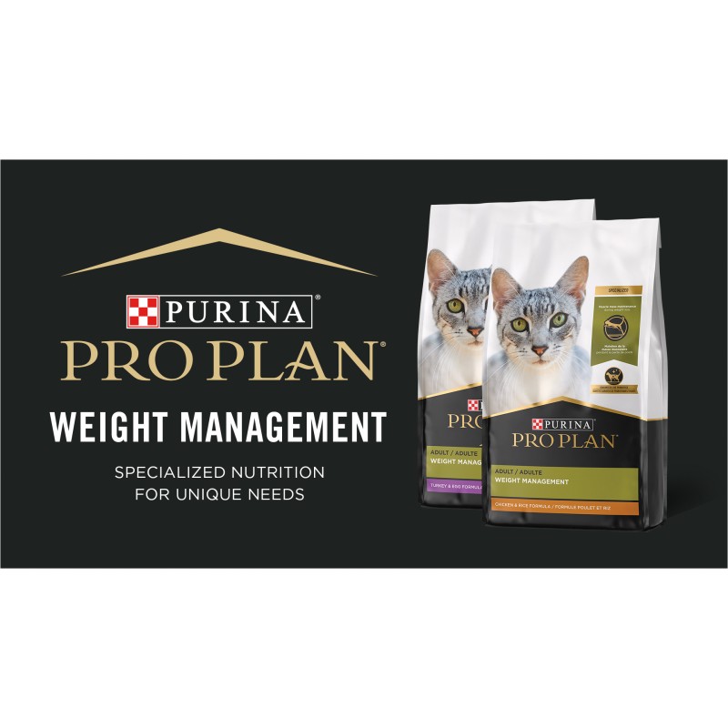 Purina Pro Plan 체중 조절 건식 고양이 사료, 닭고기 및 쌀 포뮬러 - 7파운드 가방