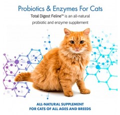 Total Digest™ 고양이 프로바이오틱스 및 효소, 고양이를 위한 천연 소화 시스템 식이 보충제 포뮬러(120회분)