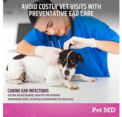 고양이와 개를 위한 Pet MD Otic Clean 개 귀 청소기 - 감염, 가려움증 및 냄새 제어에 효과적 - 8온스