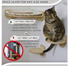 HappyBleps - 베개가 있는 대형 코너 고양이 벽 선반, 벽용 고양이 선반 및 횃대, 고양이 벽걸이 선반 및 횃대 | 고양이 선반, 고양이 농어, 고양이 벽 가구, 고양이 나무, 고양이 해먹, 계단