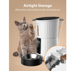 Petory Timed 자동 고양이 급식기 - 고양이와 소형 중형견을 위한 4L 프로그래밍 가능한 건조 식품 디스펜서 건조제 가방이 포함된 6끼 식사 이중 전원 공급 장치 10S 음성 녹음기