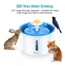 isYoung 고양이 분수 1.6L 자동 애완동물 물분수 애완동물 물 디스펜서, 개/고양이 건강 관리 분수 및 위생적인 ​​개 분수(블루)