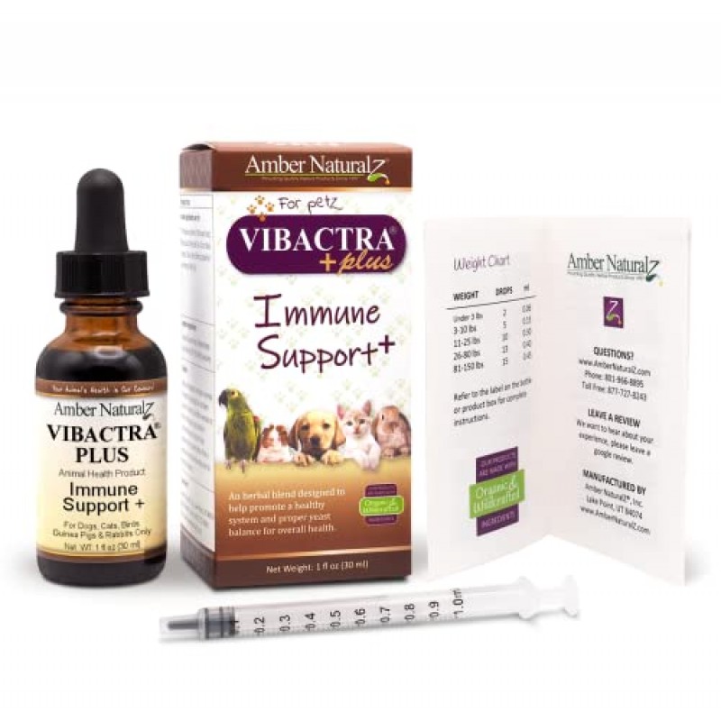 Amber NaturalZ Vibactra Plus 면역 지원 - 활성산소 퇴치에 도움, 건강한 효모 균형 지원, 건강한 장내 식물군 유지, 상부 호흡기 건강 및 구강 건강 지원 - 1온스