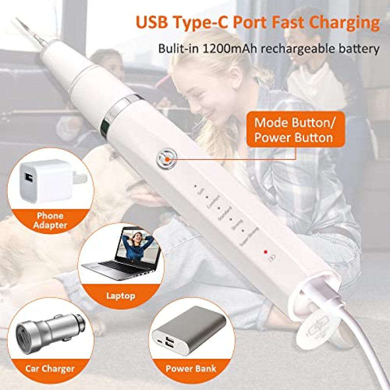 5가지 모드와 LED 램프가 포함된 반려견용 초음파 치아 스케일러, 얼룩 제거를 위한 반려견 칫솔, 미적분학, 플라크 및 치석 제거제용 반려견 칫솔 키트, IPX8 방수 반려견 치아 청소 키트