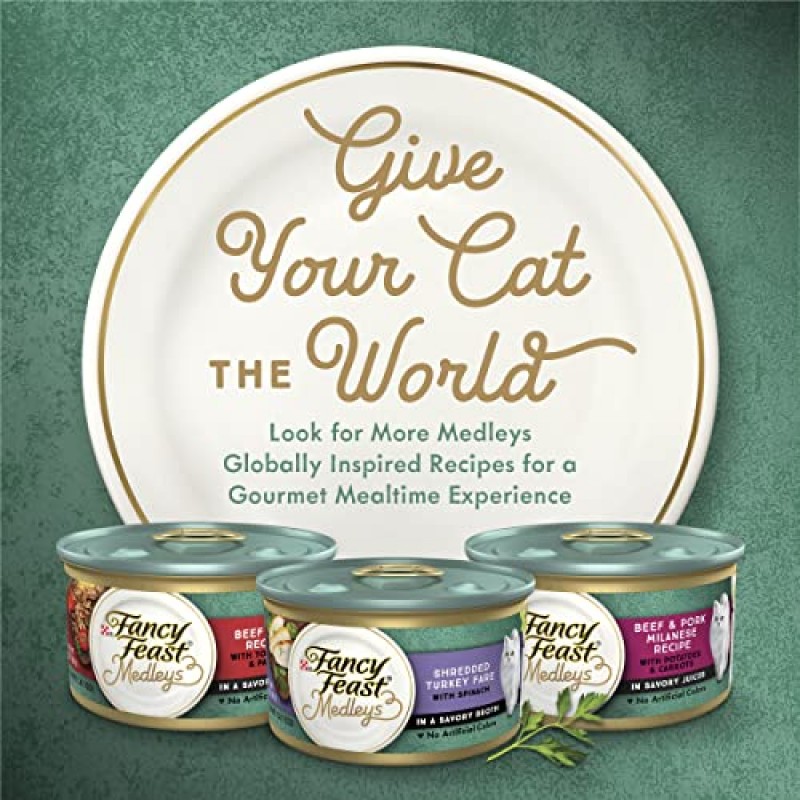 Purina Fancy Feast 젖은 고양이 사료, 섬세한 소스에 정원 채소를 넣은 메들리 야생 연어 피렌체 - (24) 3 oz. 캔