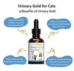 고양이용 Pet Wellbeing Urinary Gold - 수의사 제조 - 고양이 요로 건강, 정상적인 요로 pH 지원 - 천연 허브 보충제 2oz(59ml)