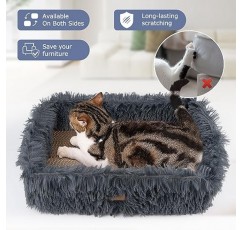 고양이 스크래치 침대, 이동식 판지가 있는 고양이 스크래치 상자, 골판지 직사각형 고양이 스크래치 라운지, 가구 보호용 대형 고양이 스크래치 패드(짙은 회색)