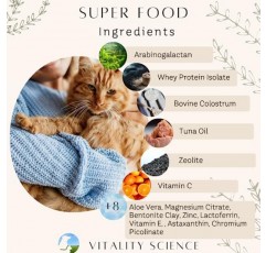 바이탈리티 사이언스 고양이를 위한 슈퍼푸드 | 고효능 종합 비타민 및 미네랄 보충제 | 에너지와 활력 증가 | 100% 천연 (98g)