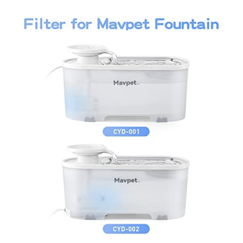 Mavpet 애완동물 분수 교체 필터, 84oz/2.5L 고양이 식수대용 필터, 4팩