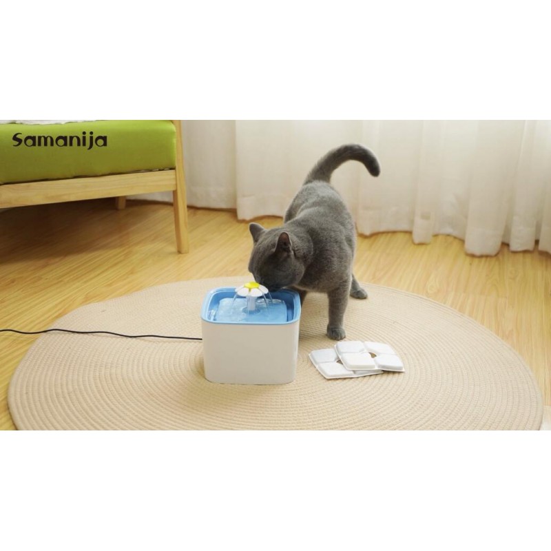 SAMANIJA 8팩 필터(4팩 사전 필터 스폰지 교체 포함), Veken 84oz/2.5L Cat Water Square Fountain과 호환 가능