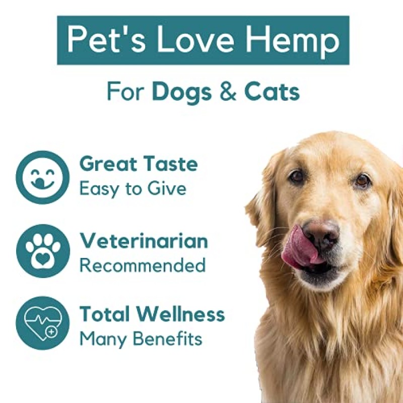 PB Pets 개와 고양이용 대마 오일 - 유기농 재배 - 미국산 - 불안, 고관절 및 관절, 통증, 관절염 및 스트레스에 도움 - 오메가 복합체 함유(1팩)