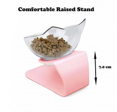 높이 스탠드가 있는 고양이 높이 그릇, 15° 기울어진 목 보호대 스탠드 고양이 또는 소형견용 애완동물 사료 급수기 그릇