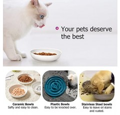 Y YHY 고양이 그릇, 고양이 접시 5OZ 고양이 먹이 및 건조하고 젖은 음식을 위한 물 그릇 3 세트 실내 고양이, 개, 새끼 고양이, 강아지, 토끼를 위한 넓은 접시 흰색 고양이 그릇