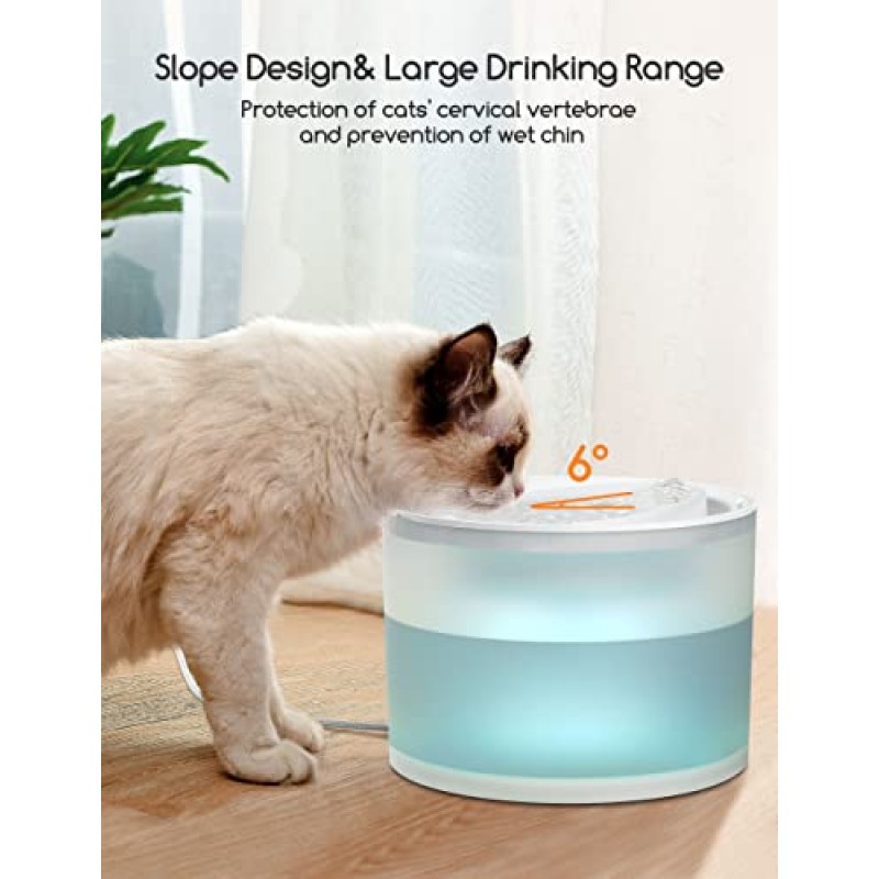 무선 펌프가 있는 Meowant 고양이 분수, 74OZ/2.2L BPA가 없는 인증된 고양이 분수, 필터가 있는 고양이와 개를 위한 매우 조용한 애완 동물 분수