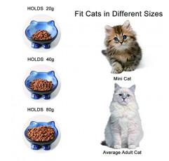 Nihow 세라믹 기본 고양이 그릇: 음식과 물을 위한 5인치 고양이 그릇 - 소형 고양이를 위한 식품 등급 고양이 접시 - 전자레인지 및 식기 세척기 사용 가능 - 우아한 블루 & 블랙 - 2개 세트