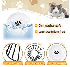 Roshtia 4 세트 높은 고양이 그릇 금속 스탠드가 있는 세라믹 제기 고양이 먹이 그릇 식기 세척기 안전한 고양이 접시 미끄럼 방지 높은 고양이 접시 고양이를 위한 고양이 먹이 접시 새끼 고양이 작은 개 강아지 (검은색)