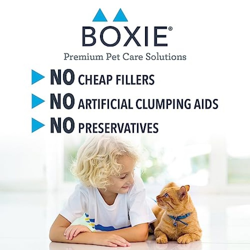 BoxiePro 딥 클린 프로바이오틱 클럼핑 클레이 고양이 쓰레기 - 무향 - 40 lb - 고양이 활성화 프로바이오틱스 - 오래 지속되는 냄새 제어, 매우 깨끗한 상태 유지, 99.9% 먼지 없음