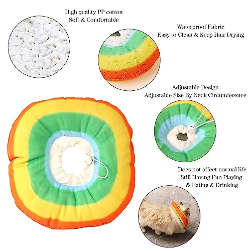 Yanmucy 고양이 회복 고리 조정 가능한 고양이 콘 고리 수술 후 부드러운 고양이 콘 보호 목 (L)