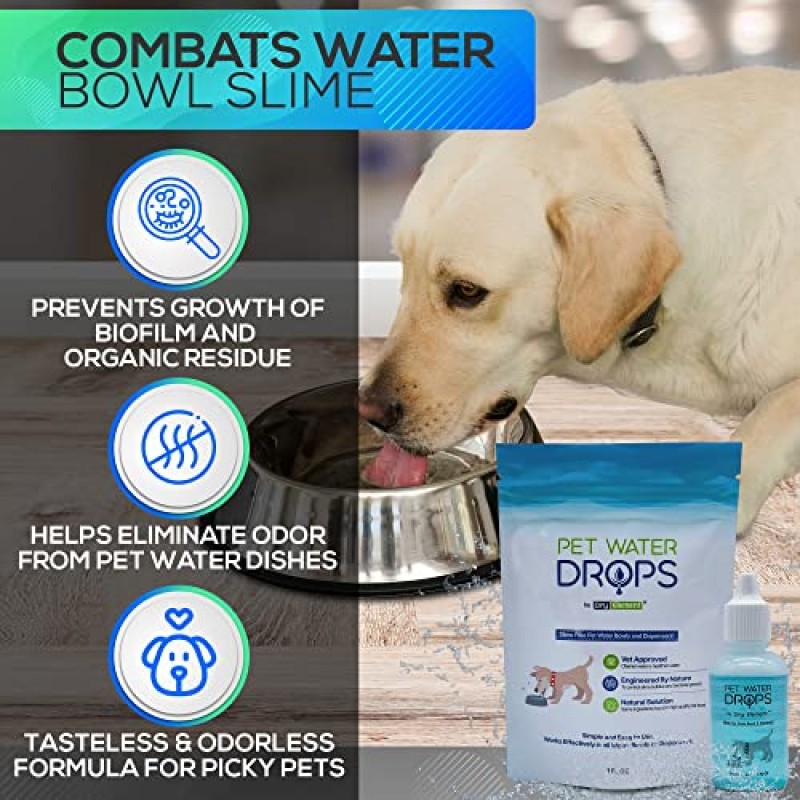 애완동물 워터 드롭 - 치과 및 구강 관리를 위한 개 및 고양이 물 첨가제 - 애완동물 물그릇 및 디스펜서 분수 점액 방지 - 신선한 호흡과 깨끗하고 건강한 치아를 위해